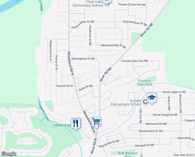 map of restaurants, bars, coffee shops, grocery stores, and more near 986 Nightingale Court Northeast in Keizer