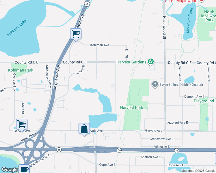 map of restaurants, bars, coffee shops, grocery stores, and more near 2559 Clarence Street in Saint Paul