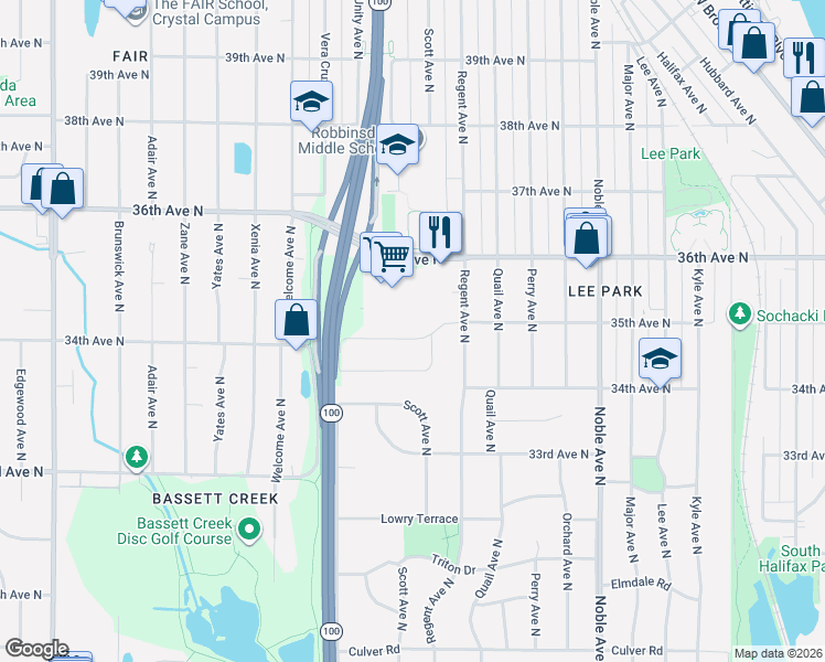 map of restaurants, bars, coffee shops, grocery stores, and more near 5217 35th Avenue North in Minneapolis