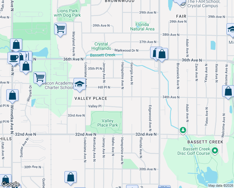 map of restaurants, bars, coffee shops, grocery stores, and more near 6719 34th Avenue North in Minneapolis