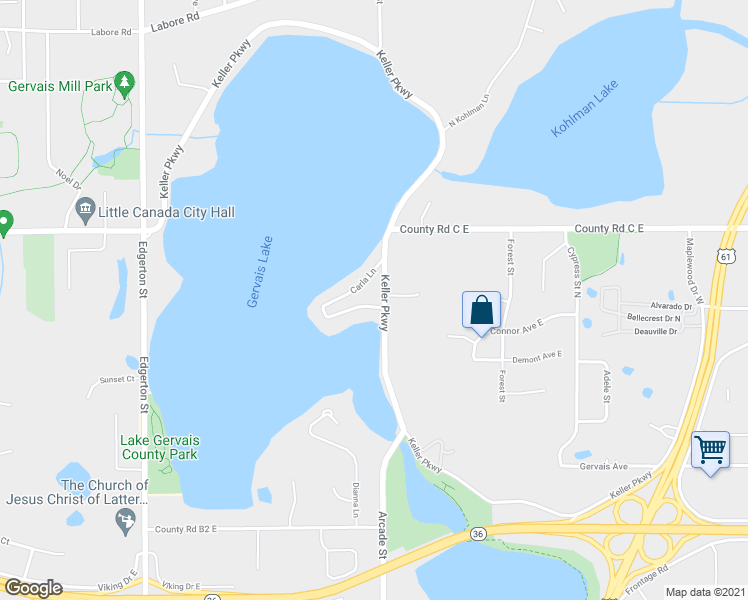 map of restaurants, bars, coffee shops, grocery stores, and more near 811 Carla Lane in Saint Paul
