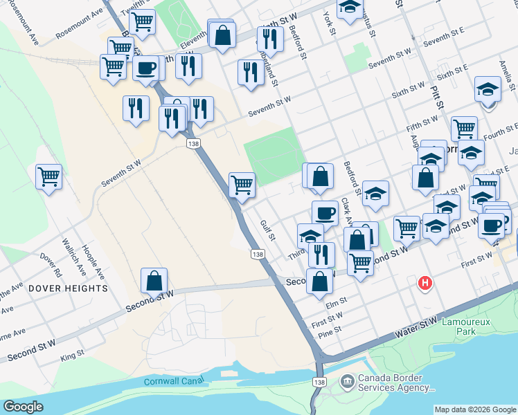 map of restaurants, bars, coffee shops, grocery stores, and more near in Cornwall