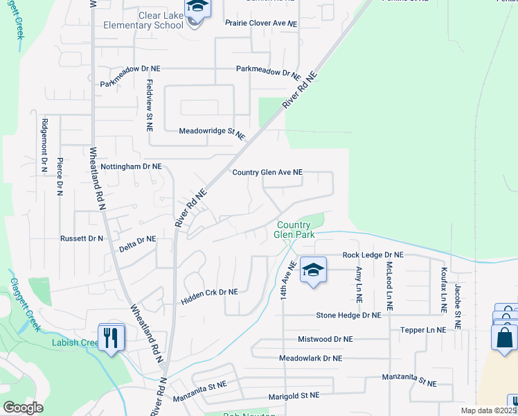 map of restaurants, bars, coffee shops, grocery stores, and more near 6969 Ridgetop Drive Northeast in Keizer
