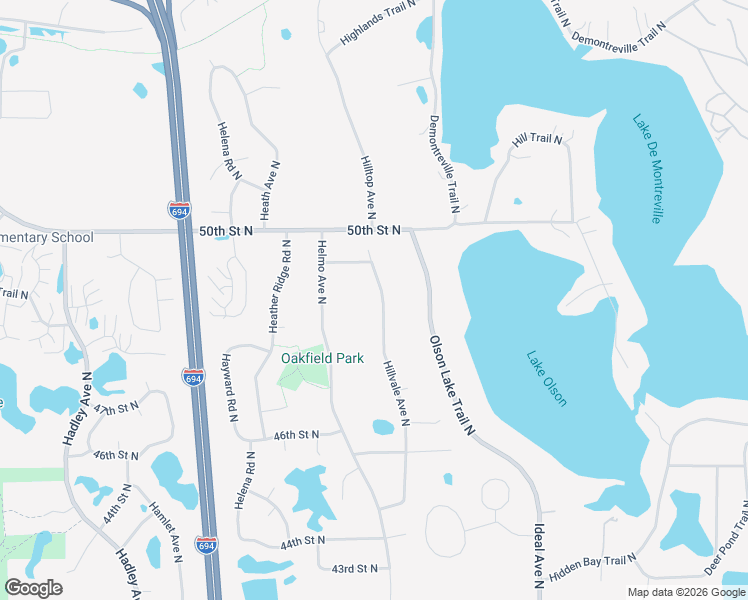 map of restaurants, bars, coffee shops, grocery stores, and more near 7619 49th Street North in Oakdale