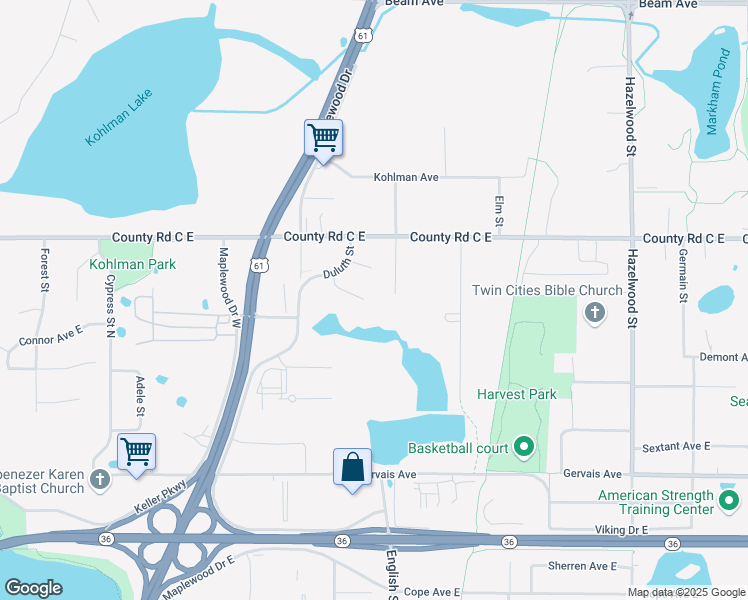 map of restaurants, bars, coffee shops, grocery stores, and more near 1297 Edgehill Court in Saint Paul