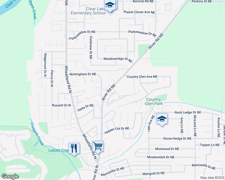 map of restaurants, bars, coffee shops, grocery stores, and more near in Keizer