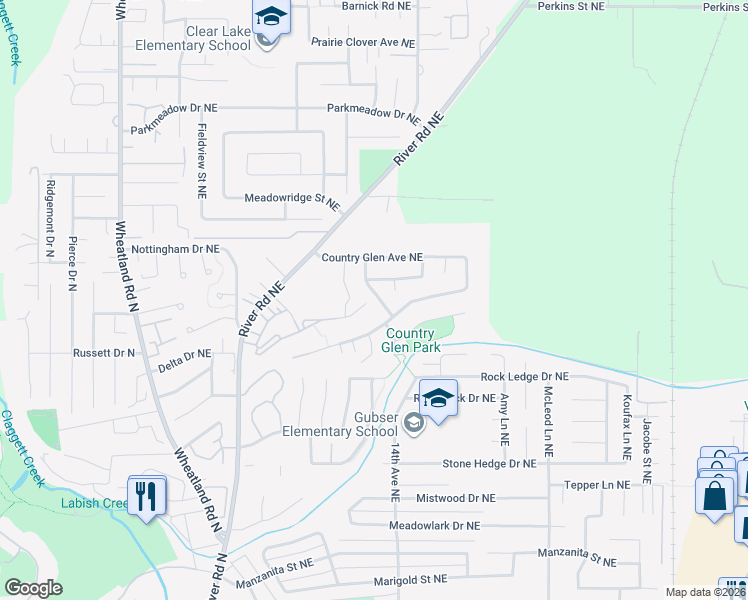 map of restaurants, bars, coffee shops, grocery stores, and more near 6945 Ridgetop Drive Northeast in Keizer