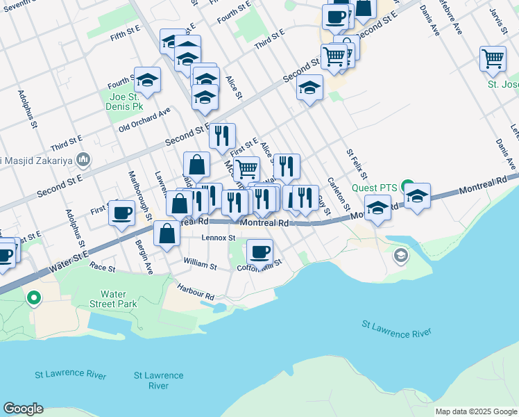 map of restaurants, bars, coffee shops, grocery stores, and more near in Cornwall