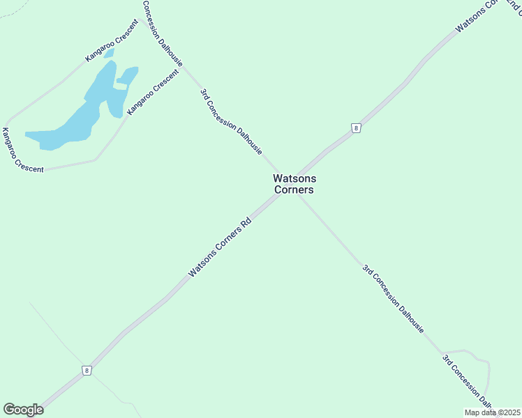 map of restaurants, bars, coffee shops, grocery stores, and more near 2542 Watsons Corners Road in Lanark