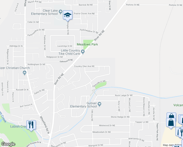 map of restaurants, bars, coffee shops, grocery stores, and more near 1388 Northern Heights Loop Northeast in Keizer