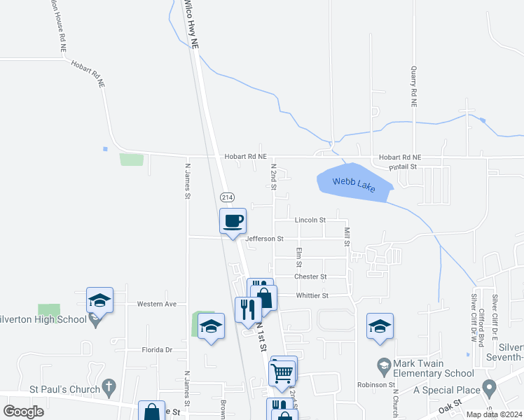 map of restaurants, bars, coffee shops, grocery stores, and more near 314 Castlebrook Court in Silverton