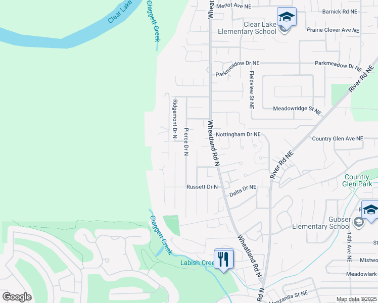 map of restaurants, bars, coffee shops, grocery stores, and more near 6984 Pierce Drive North in Keizer