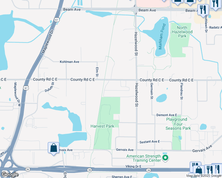 map of restaurants, bars, coffee shops, grocery stores, and more near 1534 City Centre Drive in Maplewood