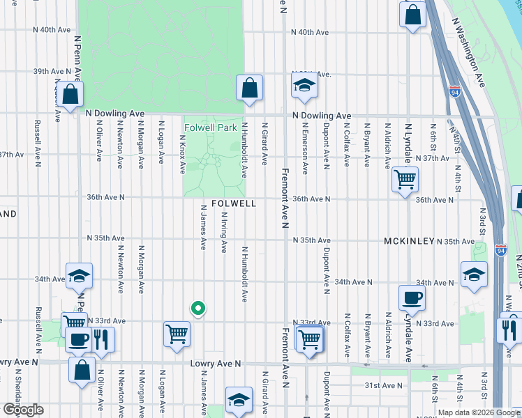 map of restaurants, bars, coffee shops, grocery stores, and more near 3531 North Girard Avenue in Minneapolis