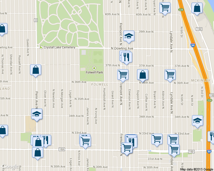 map of restaurants, bars, coffee shops, grocery stores, and more near 3531 North Girard Avenue in Minneapolis