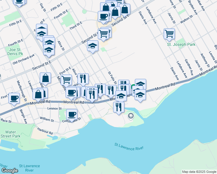 map of restaurants, bars, coffee shops, grocery stores, and more near 132 Belmont Street in Cornwall