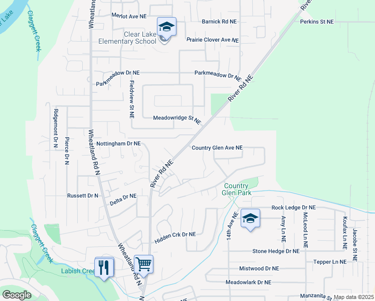 map of restaurants, bars, coffee shops, grocery stores, and more near 1165 Mcgee Court Northeast in Keizer