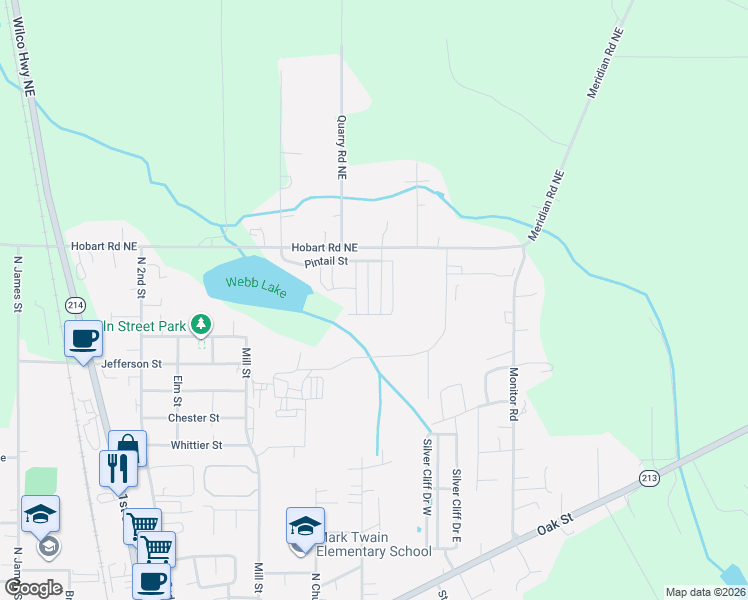 map of restaurants, bars, coffee shops, grocery stores, and more near 908 Mallard Street in Silverton
