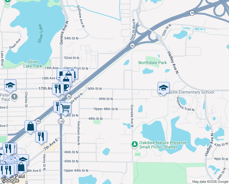 map of restaurants, bars, coffee shops, grocery stores, and more near 4983 Goodwin Avenue North in Saint Paul