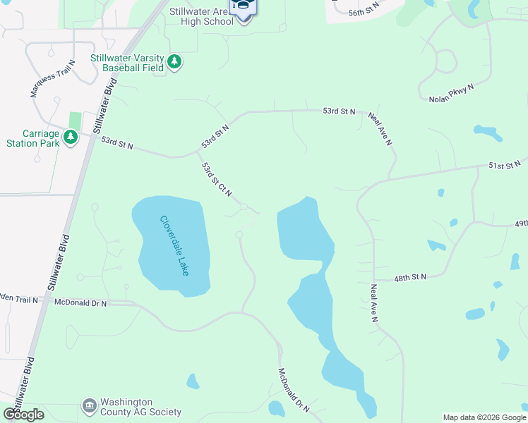 map of restaurants, bars, coffee shops, grocery stores, and more near 12625 53rd Street Court North in Stillwater