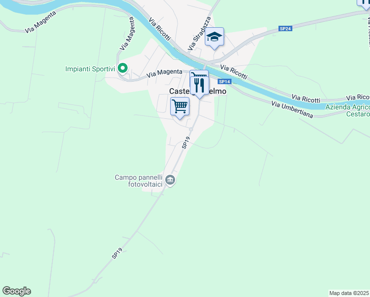 map of restaurants, bars, coffee shops, grocery stores, and more near 343 Via Roma in Castelguglielmo