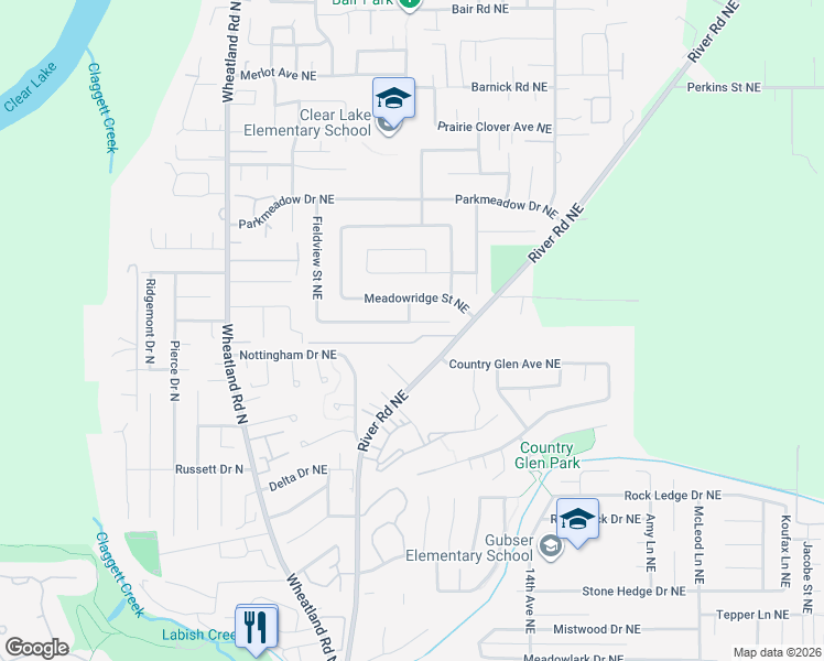 map of restaurants, bars, coffee shops, grocery stores, and more near 1138 Oakwood Street Northeast in Keizer