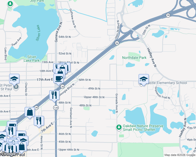 map of restaurants, bars, coffee shops, grocery stores, and more near 4983 Goodwin Avenue North in Saint Paul