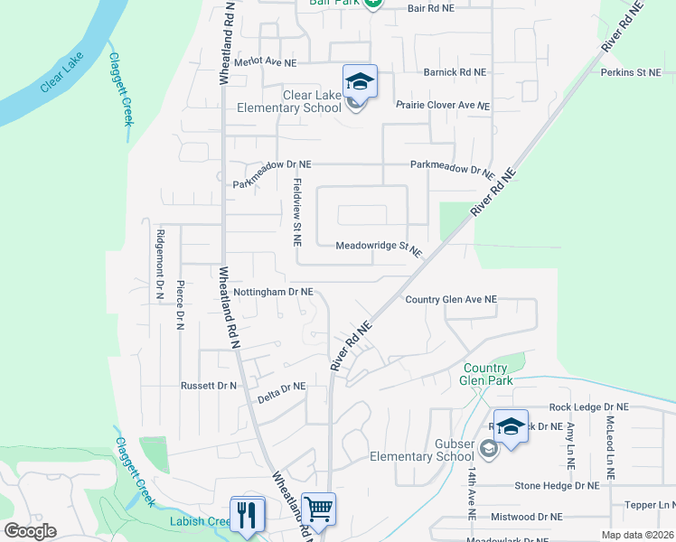 map of restaurants, bars, coffee shops, grocery stores, and more near 979 Oakwood Street Northeast in Keizer