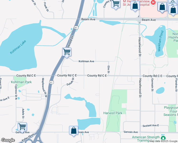 map of restaurants, bars, coffee shops, grocery stores, and more near 2648 English Street in Saint Paul