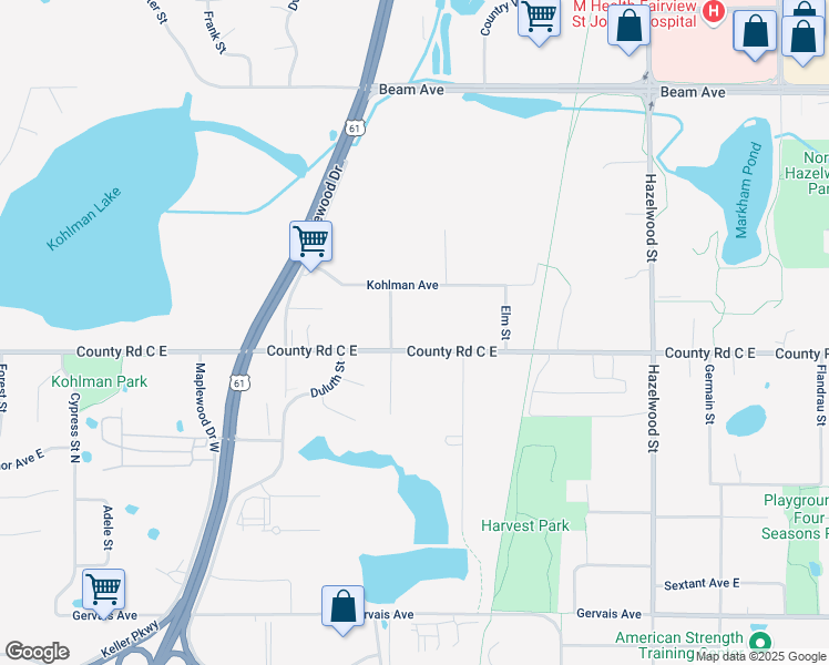 map of restaurants, bars, coffee shops, grocery stores, and more near 2648 English Street in Saint Paul