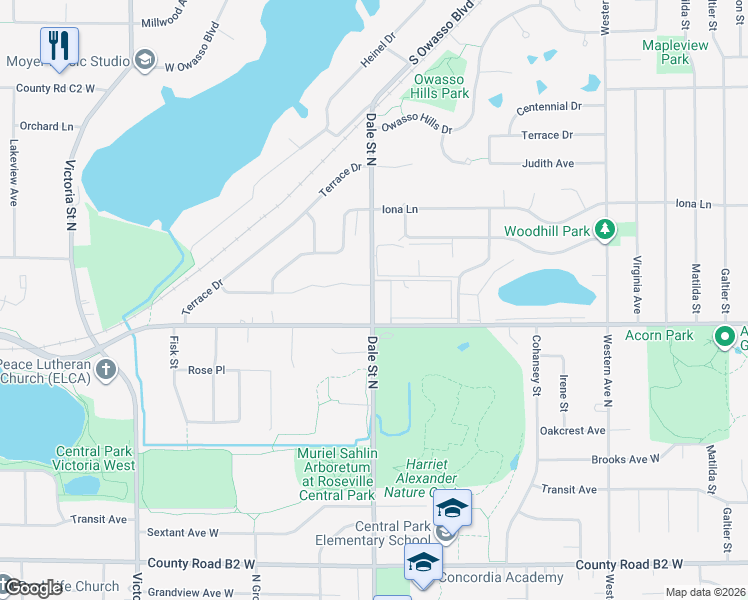 map of restaurants, bars, coffee shops, grocery stores, and more near 2700 Dale Street North in Saint Paul