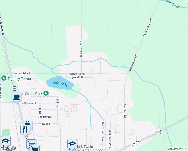 map of restaurants, bars, coffee shops, grocery stores, and more near 1705 Webb Lake Drive in Silverton