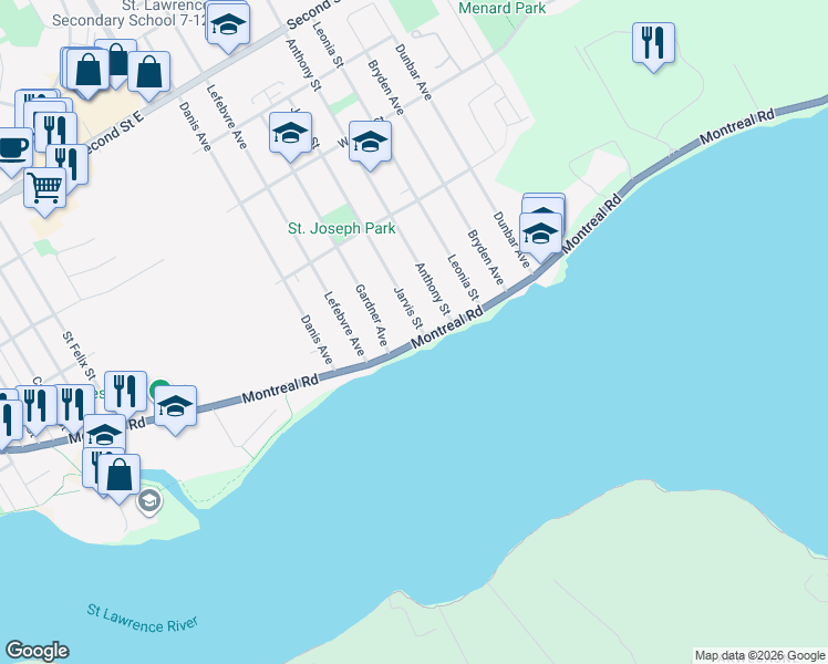 map of restaurants, bars, coffee shops, grocery stores, and more near in Cornwall