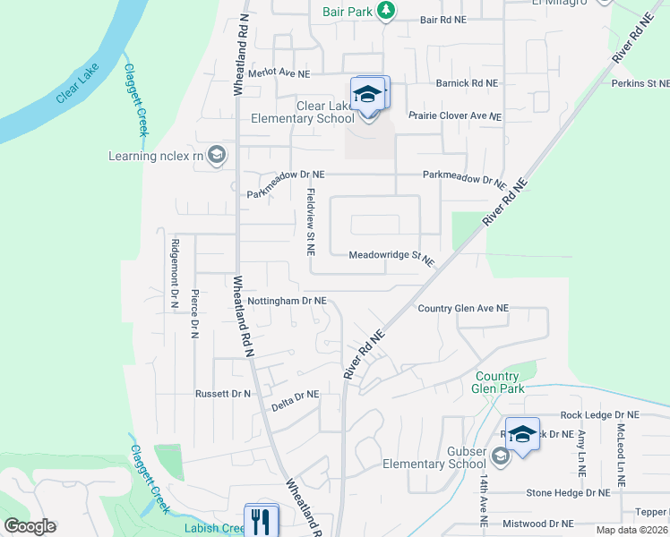 map of restaurants, bars, coffee shops, grocery stores, and more near 919 Oakwood Street Northeast in Keizer