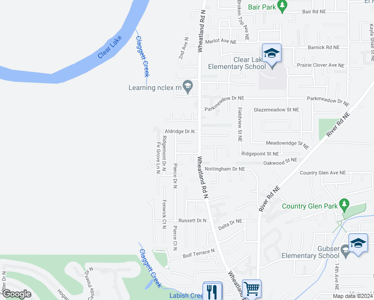 map of restaurants, bars, coffee shops, grocery stores, and more near 263 Ridgecrest Drive North in Keizer