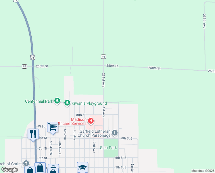 map of restaurants, bars, coffee shops, grocery stores, and more near 2480 231st Avenue in Madison