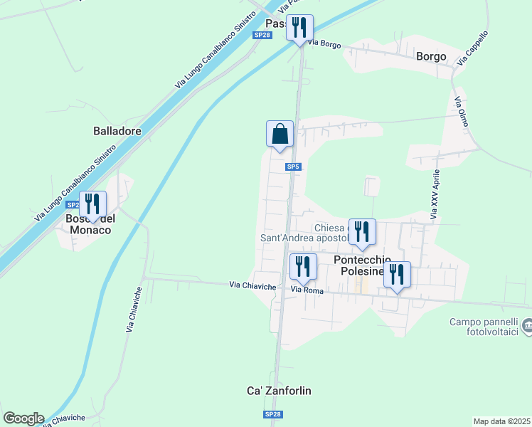 map of restaurants, bars, coffee shops, grocery stores, and more near 1623 Via G. Falcone in Provincia di Rovigo