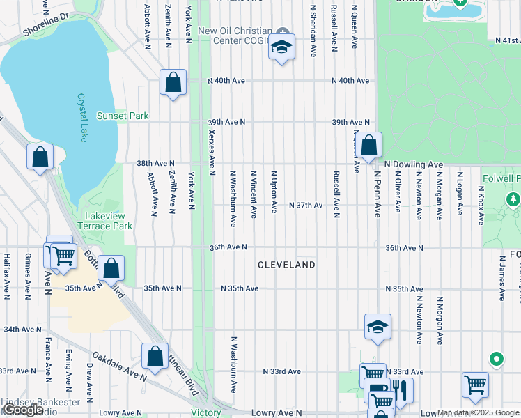 map of restaurants, bars, coffee shops, grocery stores, and more near 3707 North Upton Avenue in Minneapolis