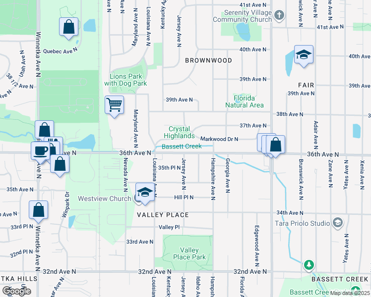 map of restaurants, bars, coffee shops, grocery stores, and more near 6826 36th Avenue North in Minneapolis