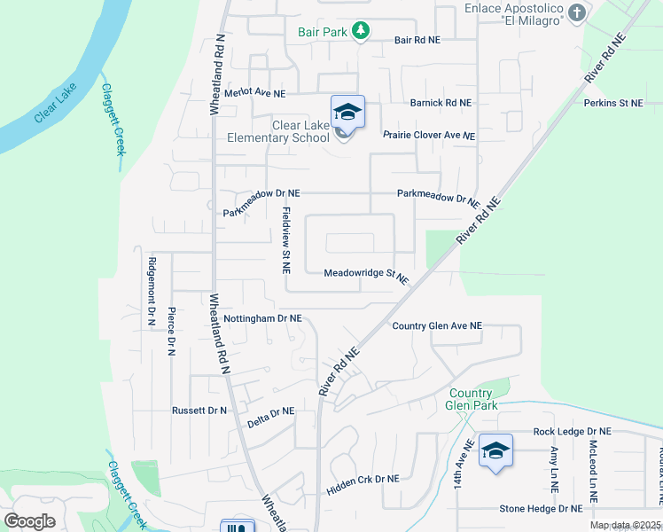 map of restaurants, bars, coffee shops, grocery stores, and more near 1043 Meadowridge Street Northeast in Keizer