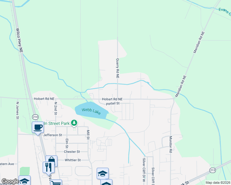 map of restaurants, bars, coffee shops, grocery stores, and more near 6647 Quarry Road Northeast in Silverton