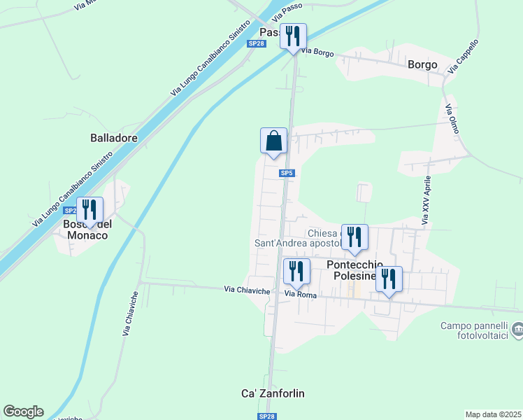 map of restaurants, bars, coffee shops, grocery stores, and more near 1623 Via G. Falcone in Provincia di Rovigo