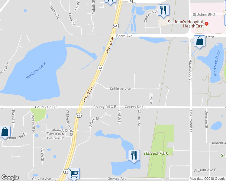 map of restaurants, bars, coffee shops, grocery stores, and more near 1284 Kohlman Avenue in Saint Paul