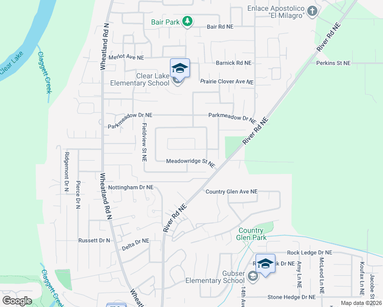 map of restaurants, bars, coffee shops, grocery stores, and more near 1123 Meadowridge Street Northeast in Keizer