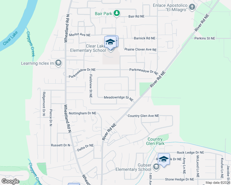 map of restaurants, bars, coffee shops, grocery stores, and more near 1123 Meadowridge Street Northeast in Keizer