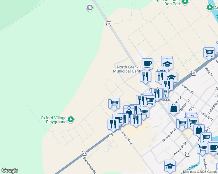 map of restaurants, bars, coffee shops, grocery stores, and more near 3205 Harvester Crescent in Kemptville