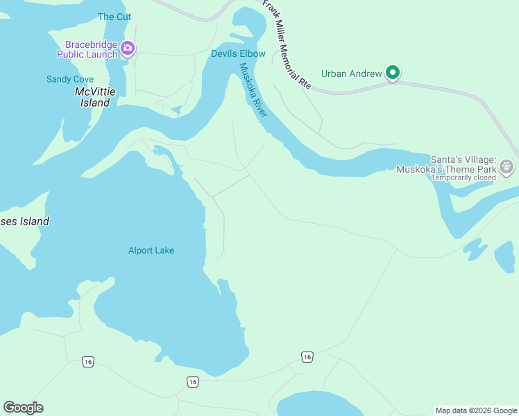 map of restaurants, bars, coffee shops, grocery stores, and more near 1071 Beaumont Farm Road in Bracebridge