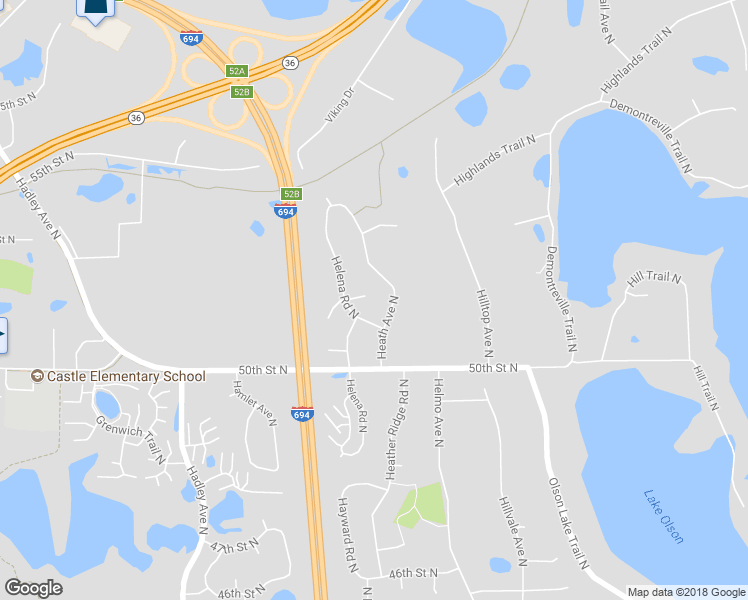 map of restaurants, bars, coffee shops, grocery stores, and more near 7429 53rd Street North in Oakdale