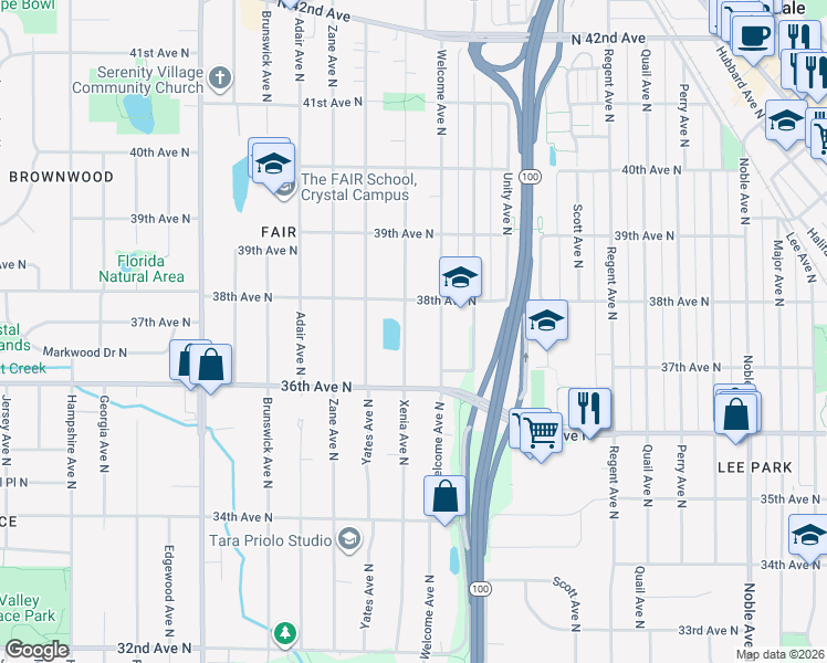 map of restaurants, bars, coffee shops, grocery stores, and more near 3733 Xenia Avenue North in Minneapolis