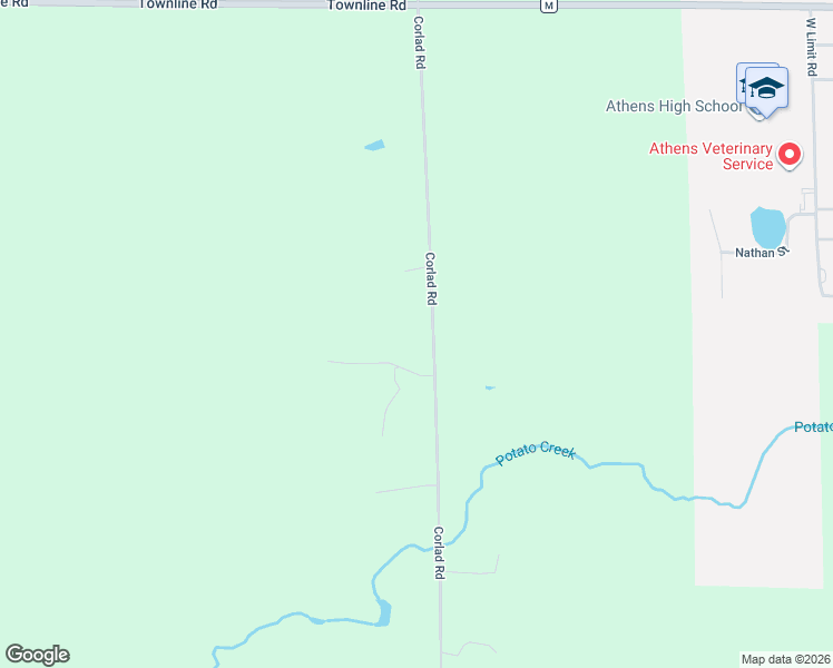 map of restaurants, bars, coffee shops, grocery stores, and more near 237510 Corlad Road in Athens
